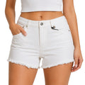 MidRise White Frayed Shorts