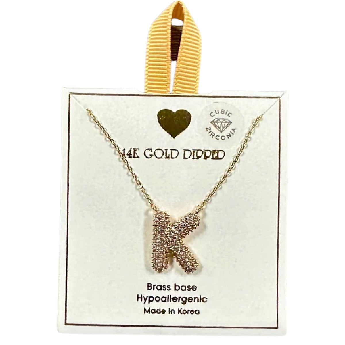 Yellow Ribbon Initial Necklace