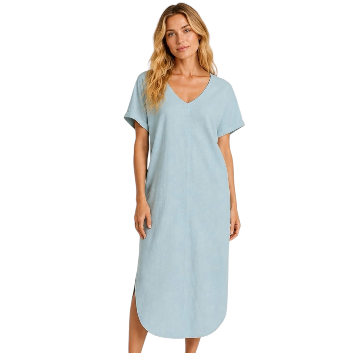 Z Supply Leia Slub Midi Dress Light Turquoise