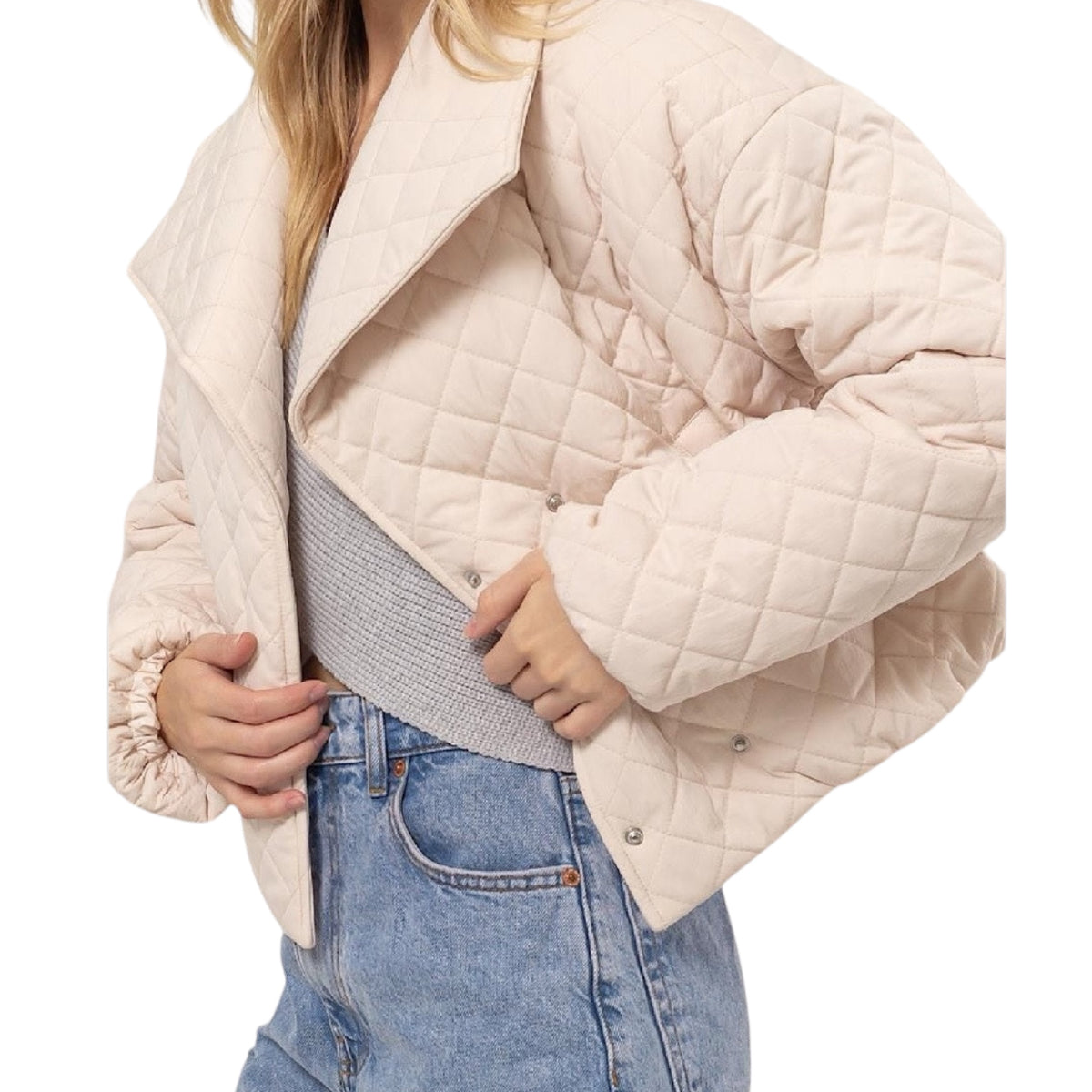 Off White Quilted Cropped Puffer Jacket
