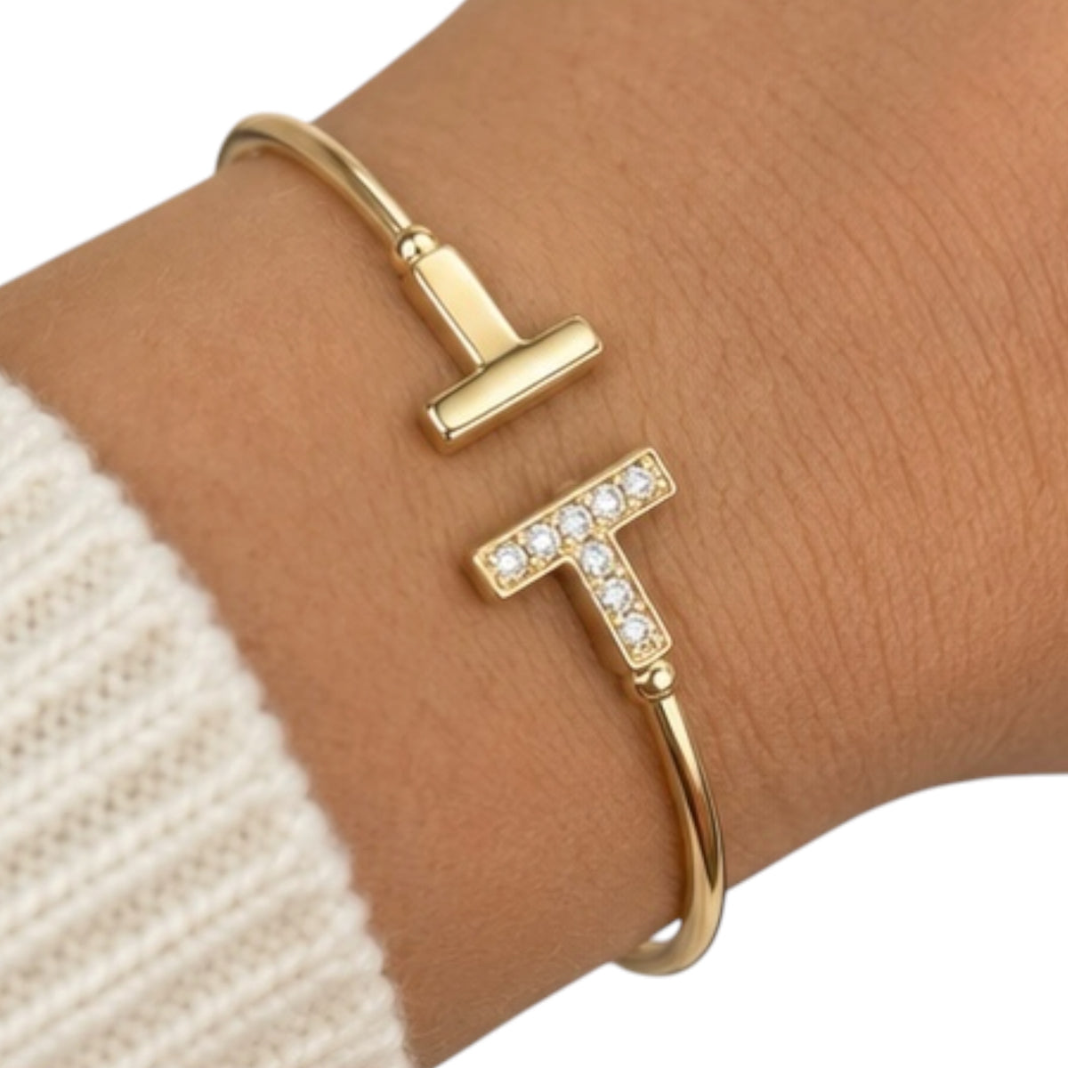 MX Tiny Gold Pave T Bracelet