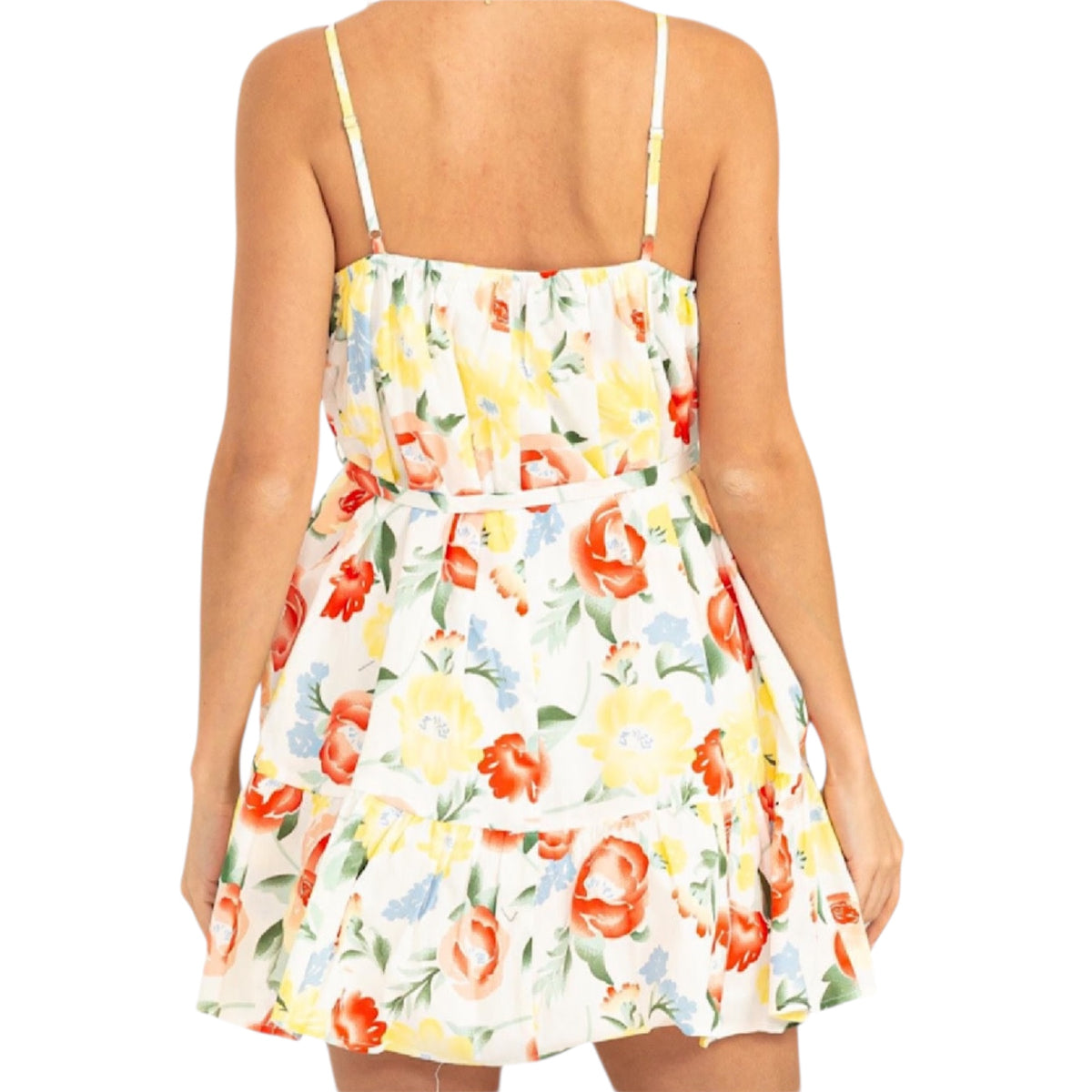 White Floral Print Mini Dress