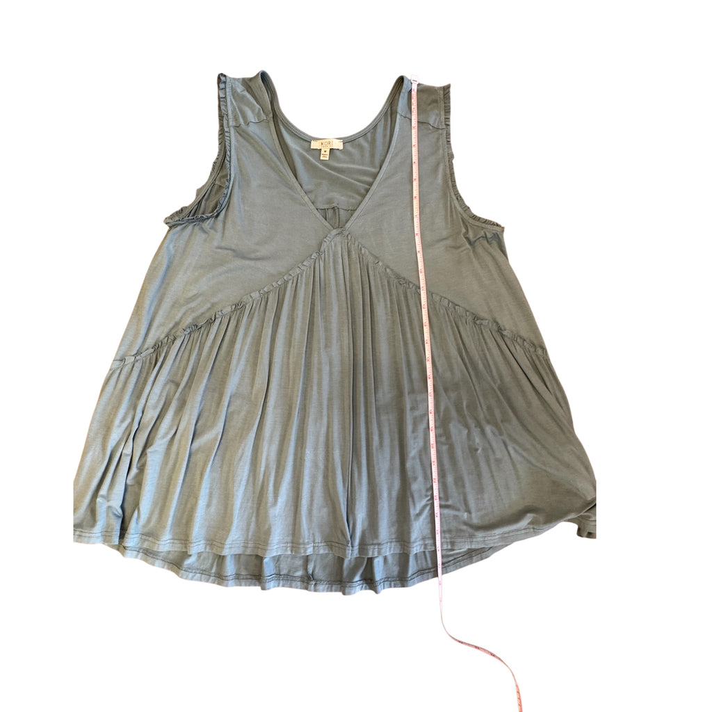 Kori Sage Ruffled Hem Tank Top Size M-RF