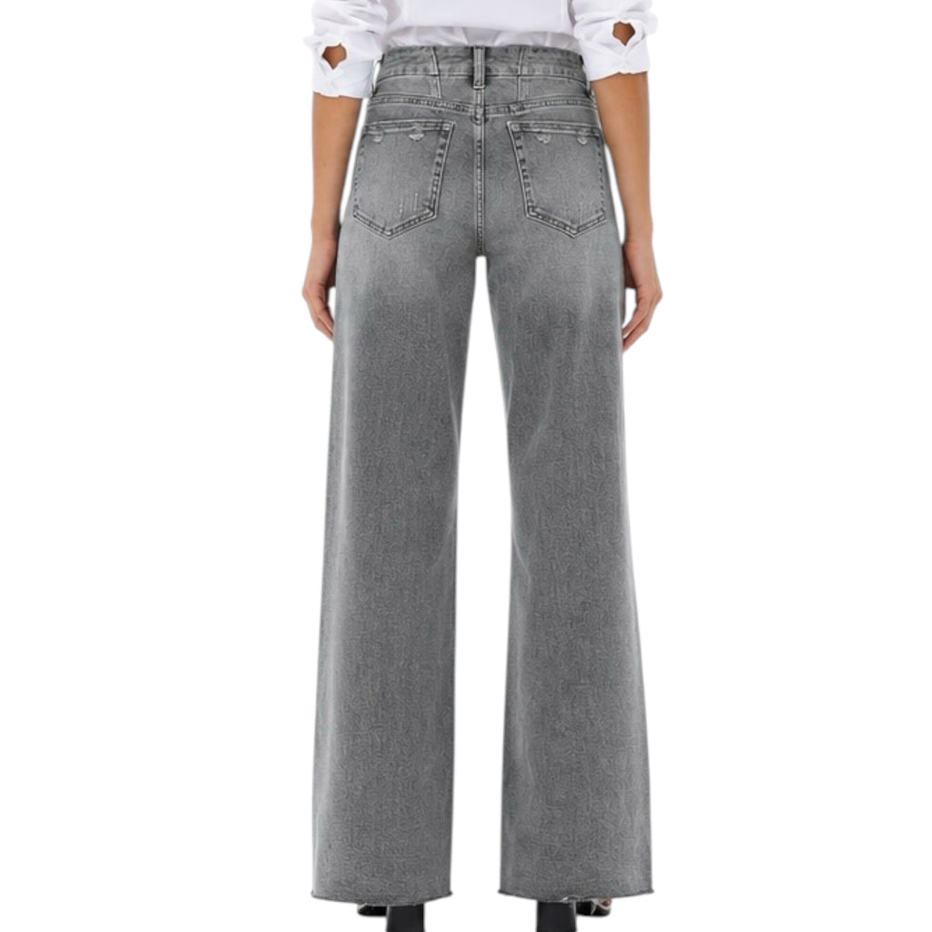 oneso OSW8019 Light Grey M/R Wide Leg W Raw Hem