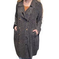 Black Washed Double Breasted Midi Trench Coat