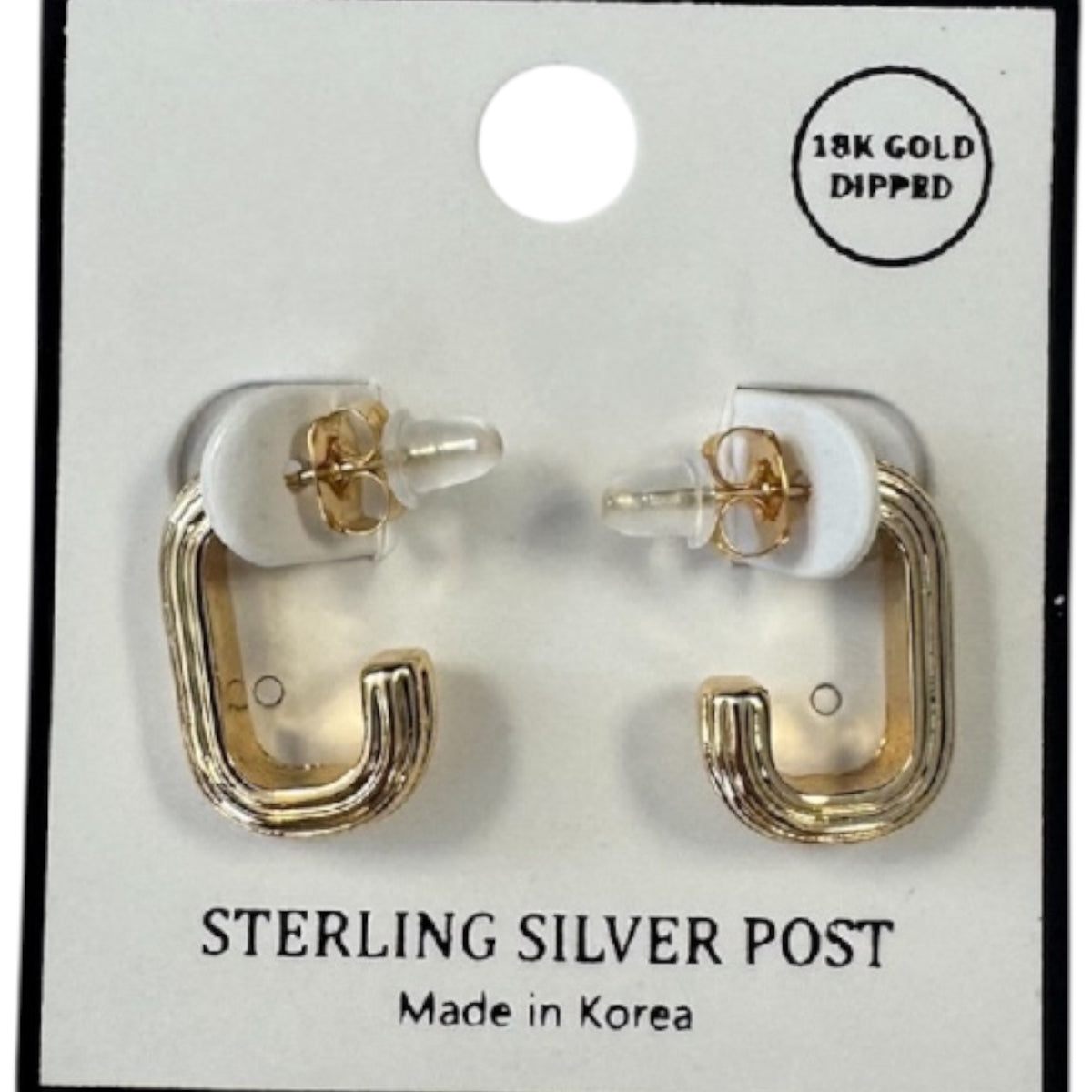 Sterling Silver Post 14K Dipped Gold/Silver Rectangle Hoop