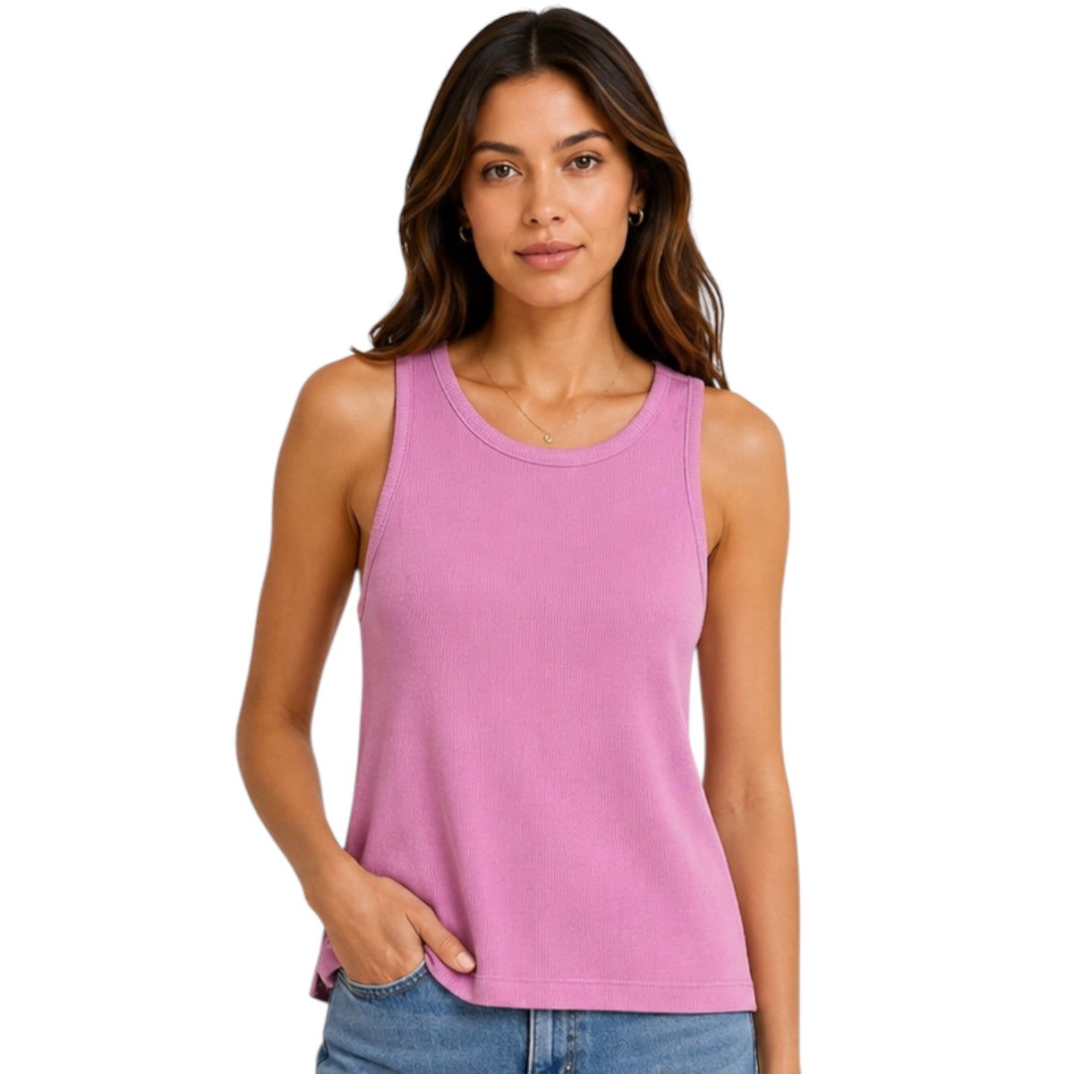 Z Supply Janice High Neck Tank Orchid Pink