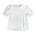 Rye Grass White Textured Blouse with Ruffle Hem Sleeves Size S-RF