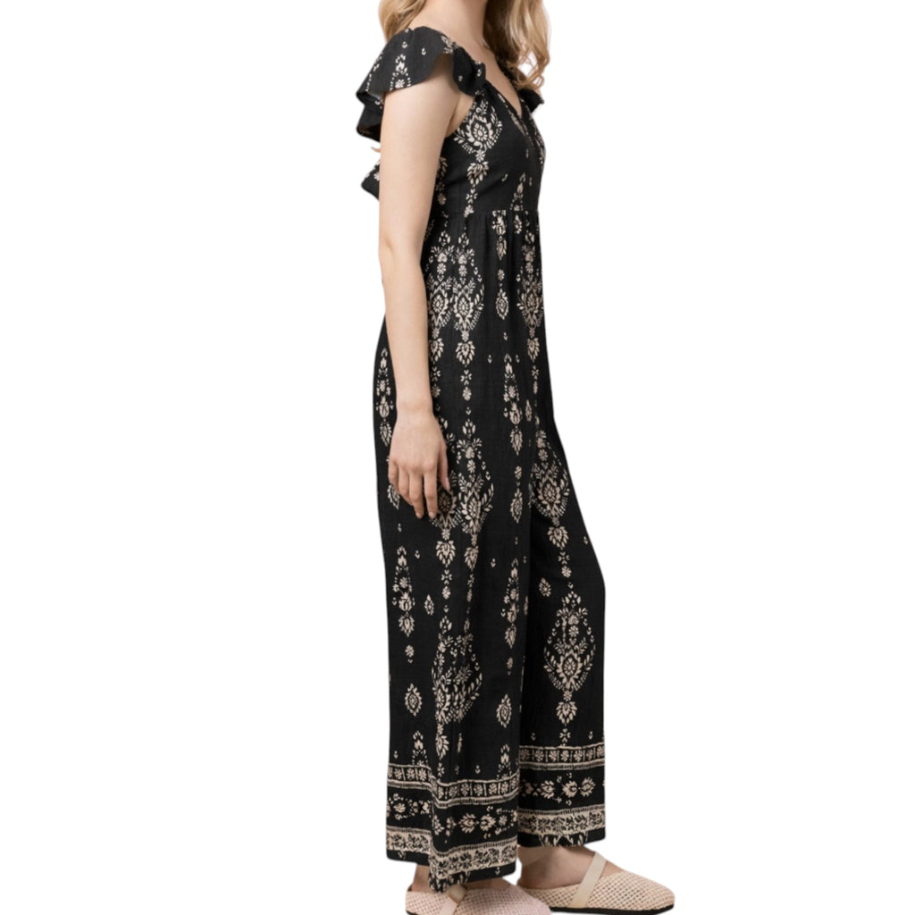 Black Mix Boho Jumpsuit