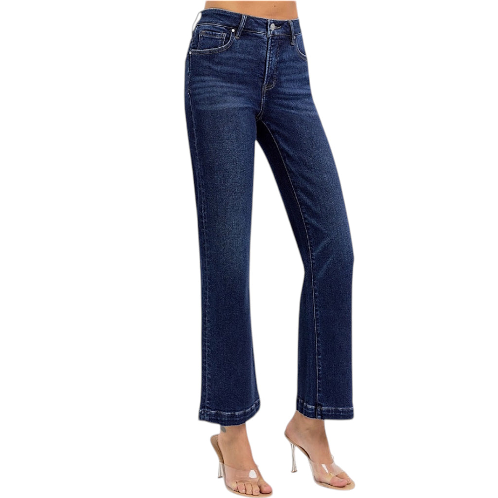 Risen RDP5966 Tummy Control H/R Crop Wide Jeans DK