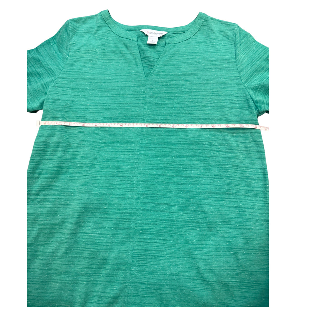 Liz Claiborne Shamrock Green V-Neck Shirt Size Small - RF