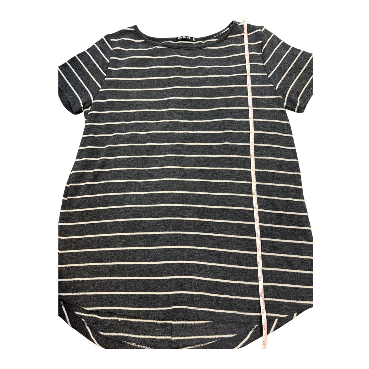 Pink Clover Charcoal Gray Striped Shirt Size Small - RF