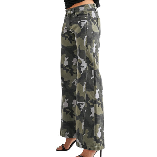 MICA MTT-W3989 Camo Mid Rise Wide Leg