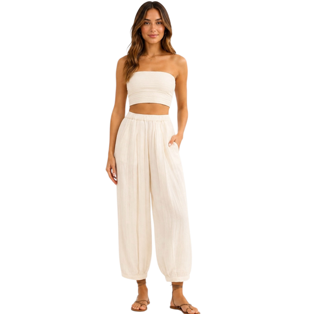 Z Supply Step Out Gauze Pant Off White