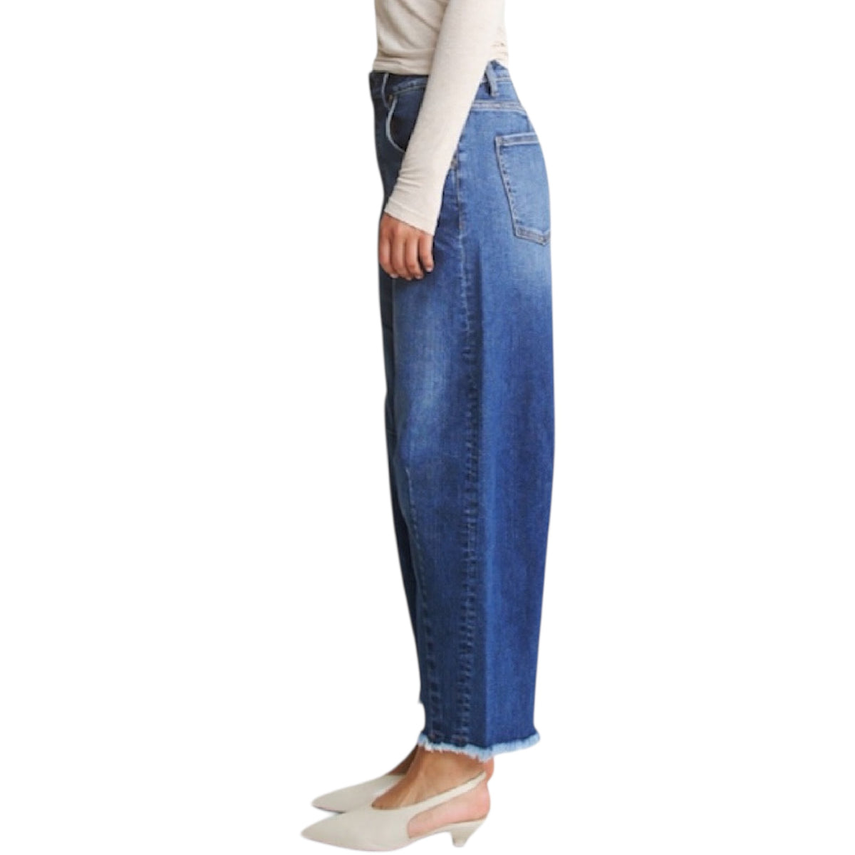 MICA MDP-W3237 Med Saphire Super High Distressed Ankle Barrel Leg