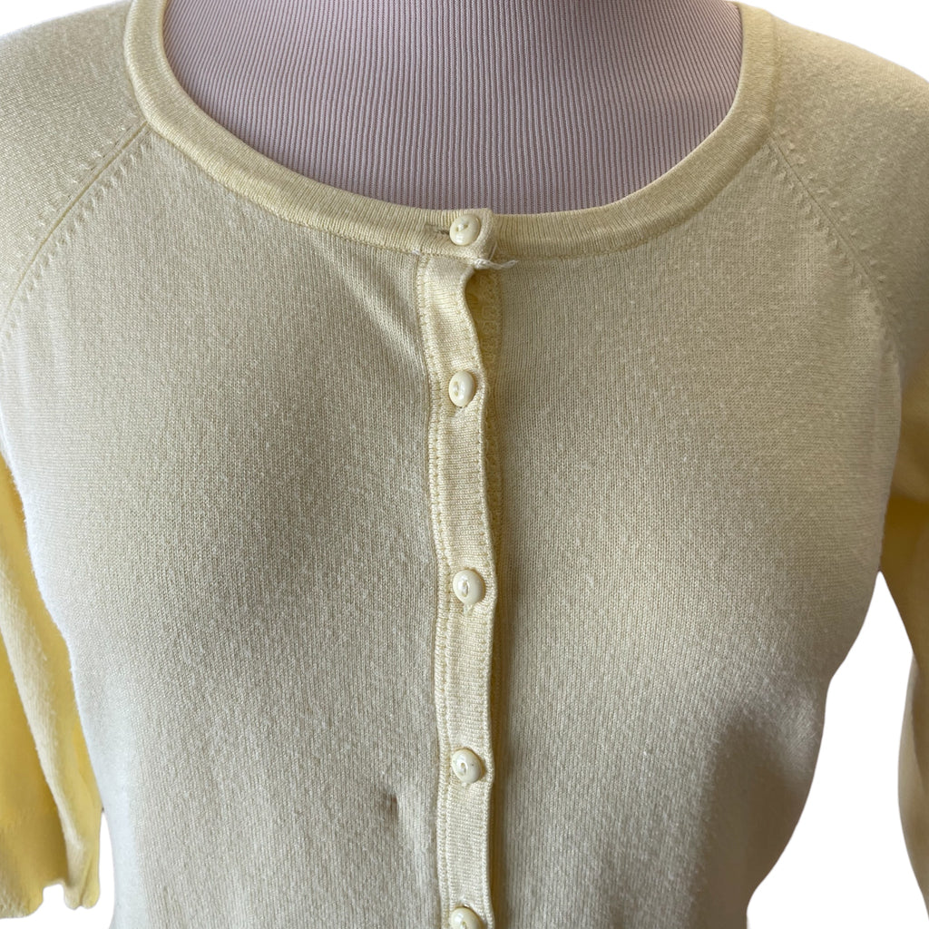 Maurices Lemon Yellow 3/4 Sleeve Cropped Cardigan Size M - RF