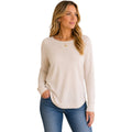 Oatmeal Boat Neck Lurex Sweater with Hi-Low Hem