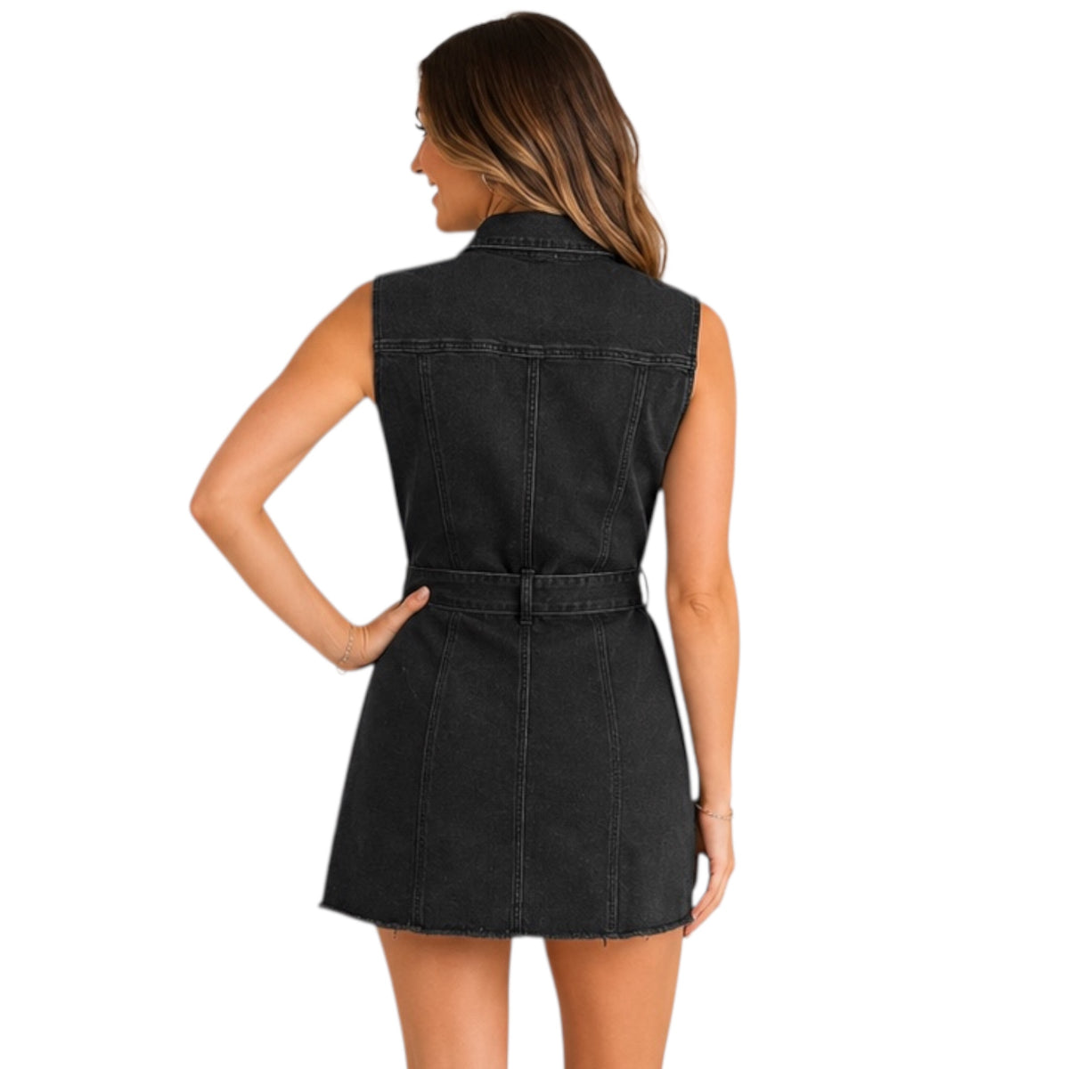 Black Sleeveless Tribal Jacket S
