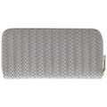 Grey Vegan Leather Woven Weave Long Wallet