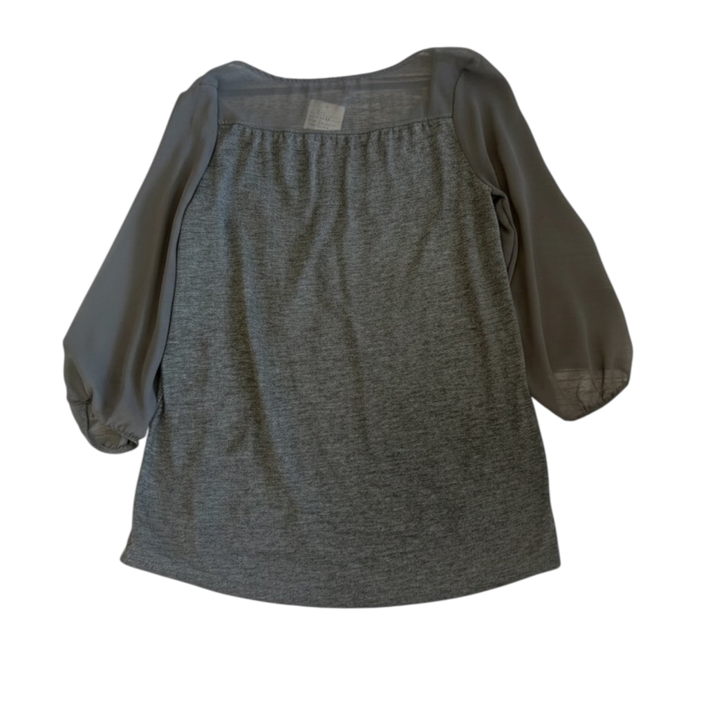 American Eagle Gray 3/4 Sheer Sleeve Blouse Size Small/Petite - RF