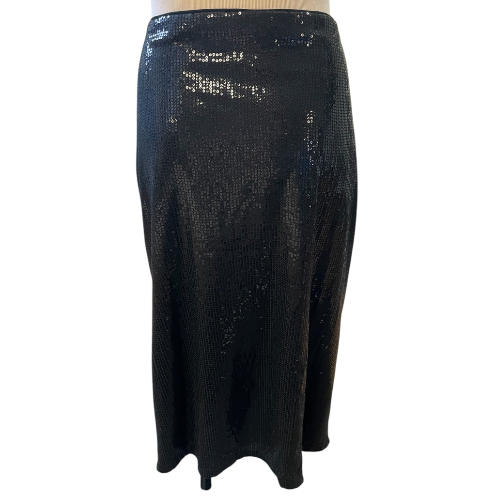 Time and Tru Black Sequin Midi Skirt Size XL - RF