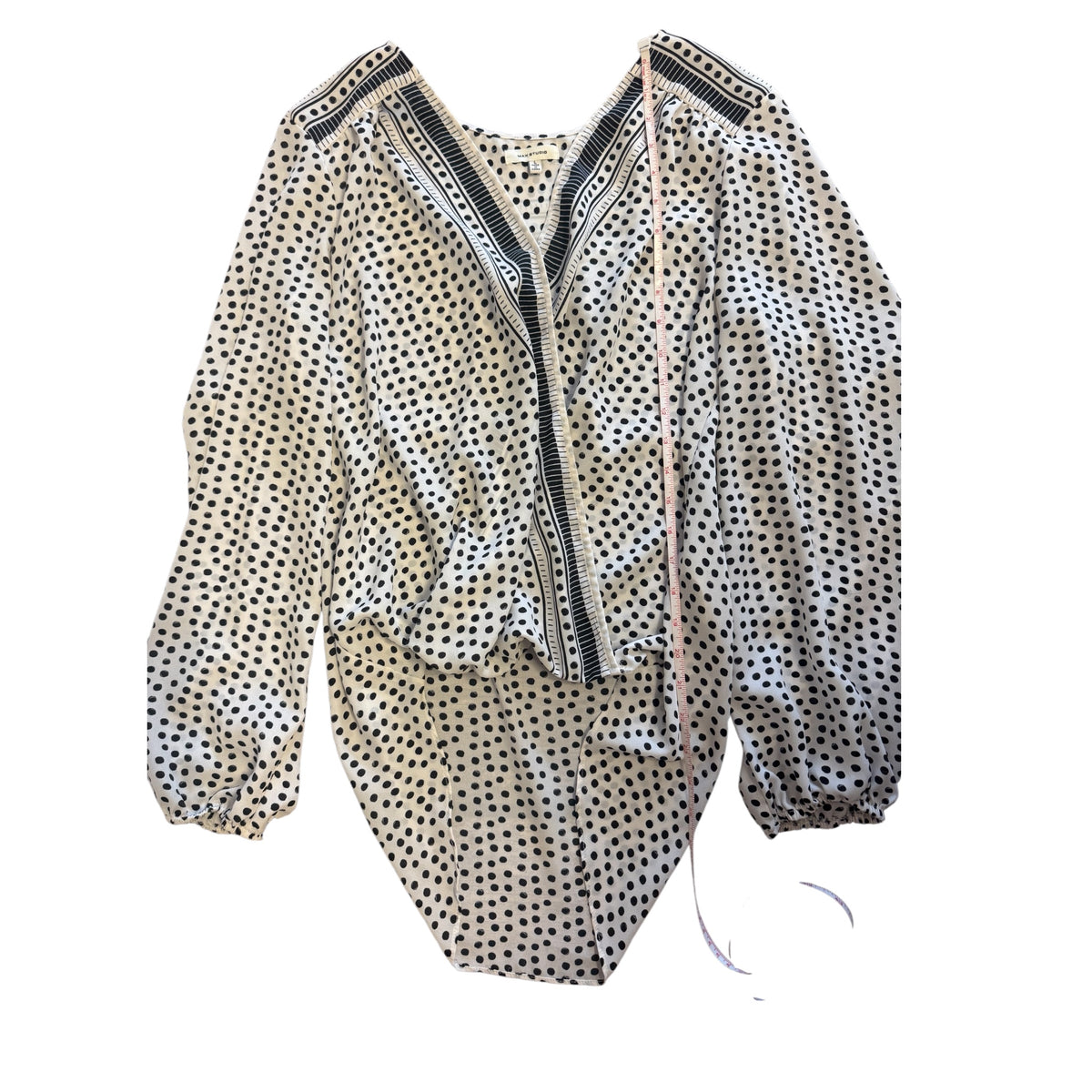 Max Studio White Multi-Pattern Long Sleeve Blouse Size L - RF