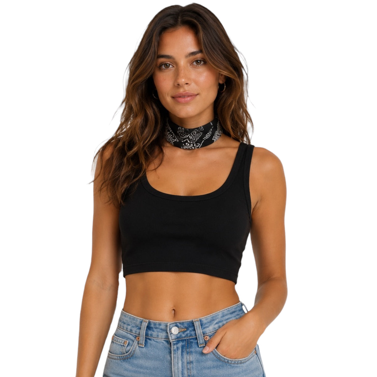 Black Ribbed Crop Top