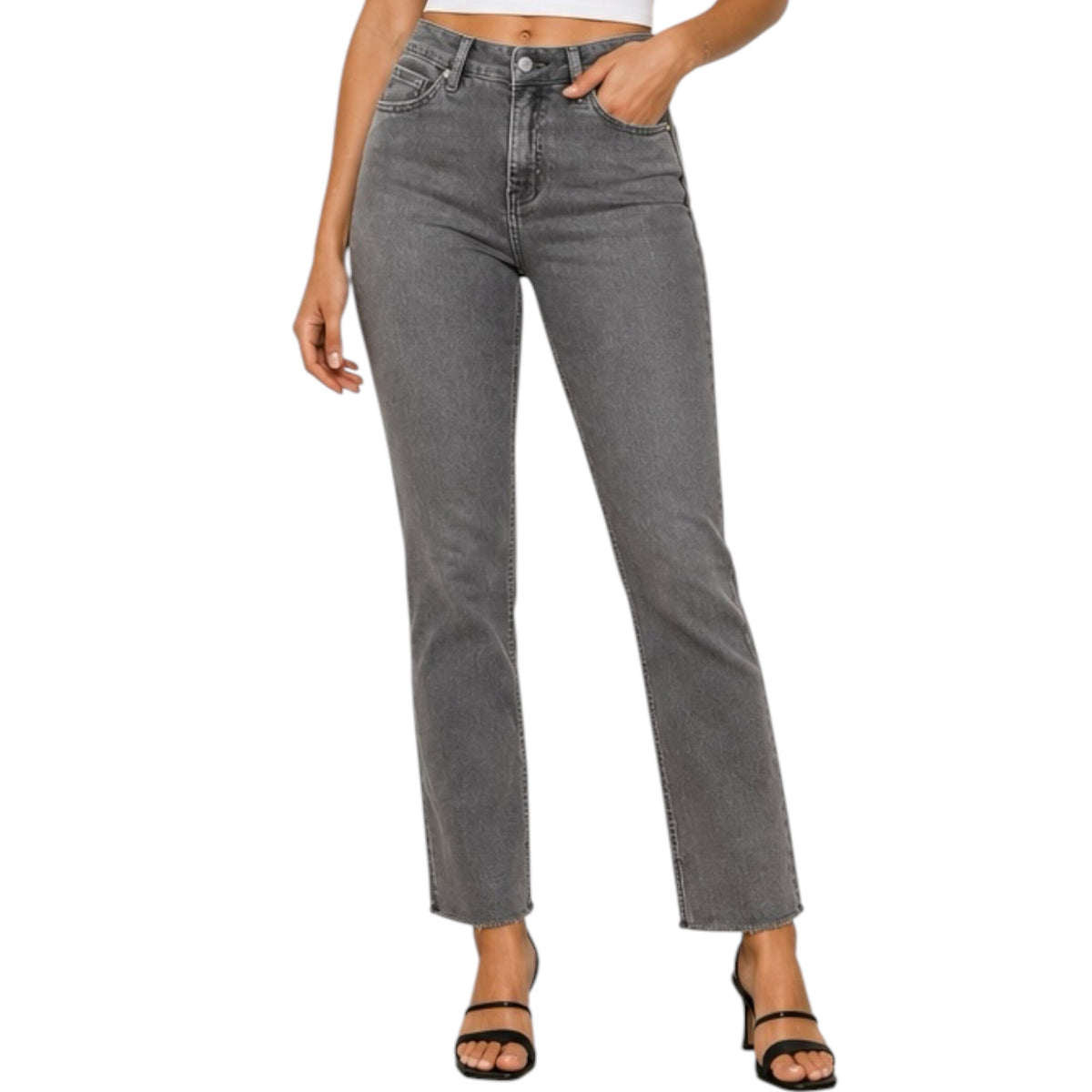 MICA Gunmetal Grey High Rise Vintage Garment Dyed Straight MDP-T3111GG