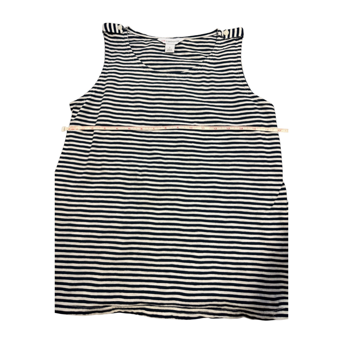 Liz Claiborne Dark Navy & White Striped Sleeveless Top Size Small - RF
