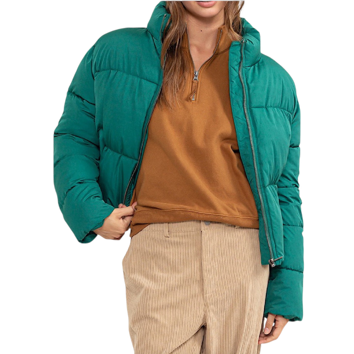 Green Quilted Puffer Jacket