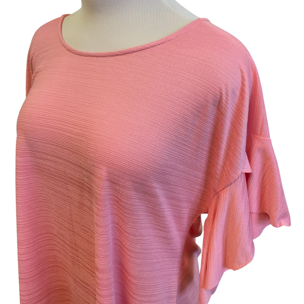 Yee Light Coral Flutter Sleeve Blouse Size M - RF