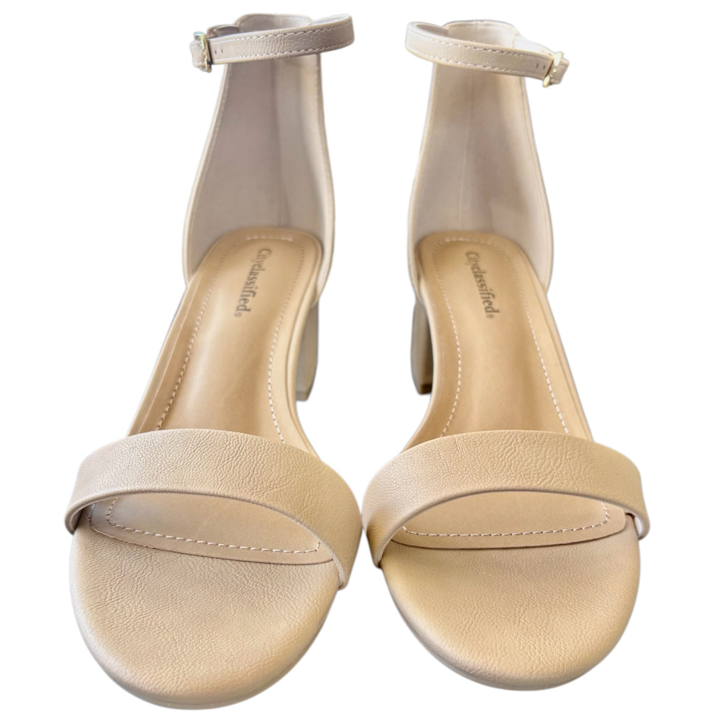 Natural Block Heel Ankle Strap Sandal