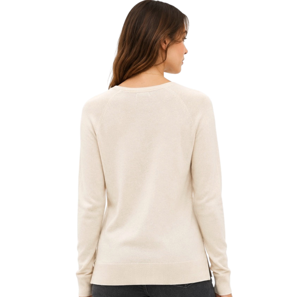 Oatmeal Round-Neck Raglan Sweater