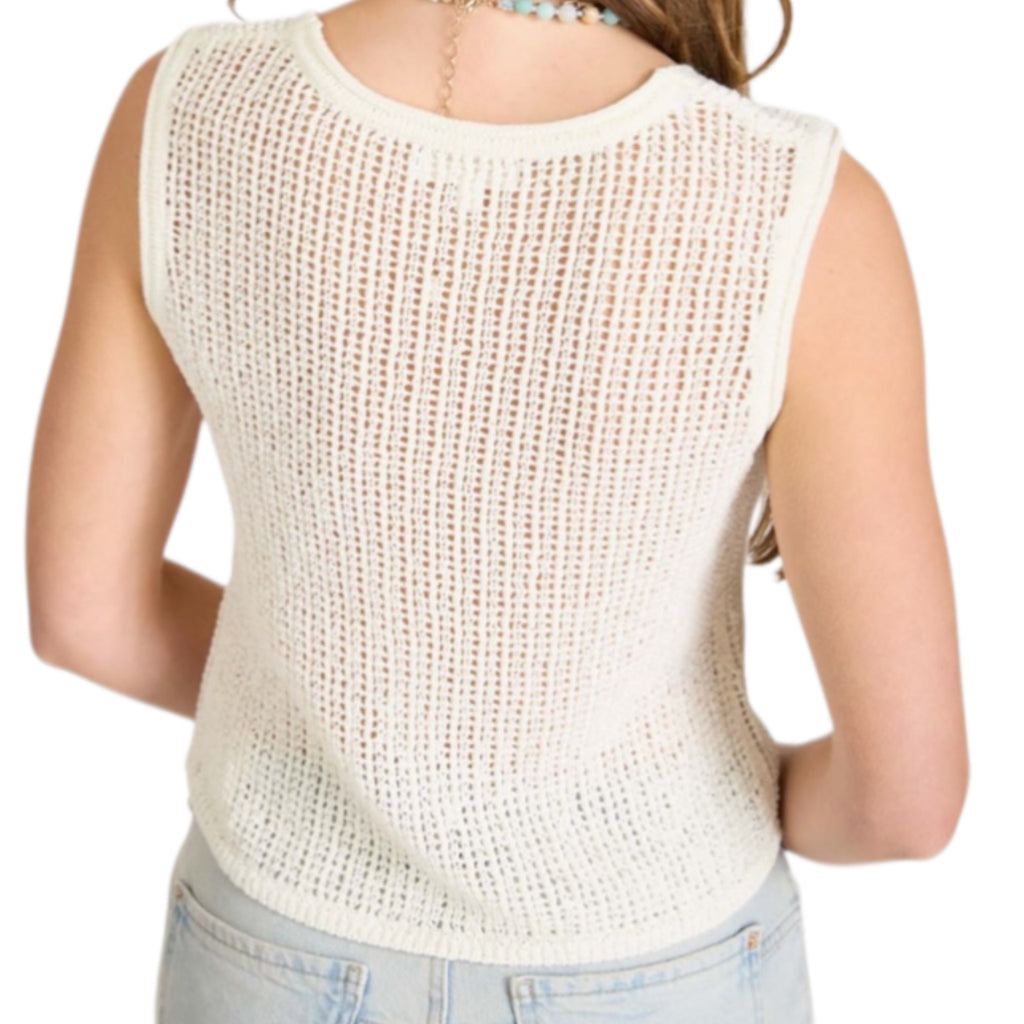 Ivory Tie Front Vest 