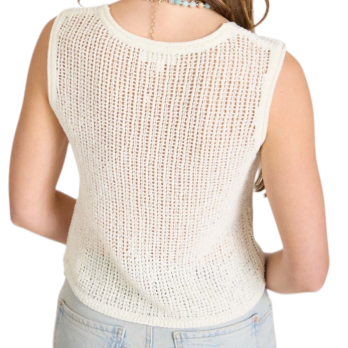 Ivory Tie Front Vest 