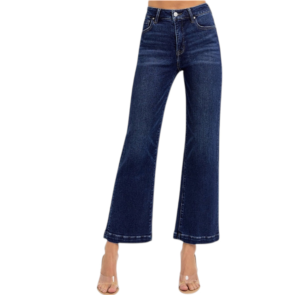 Risen RDP5966 Tummy Control H/R Crop Wide Jeans DK