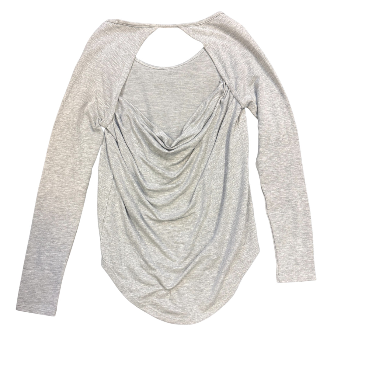 Yogalicious Light Grey Long Sleeve Workout Tops with Back Cutout Size M NWT-RF