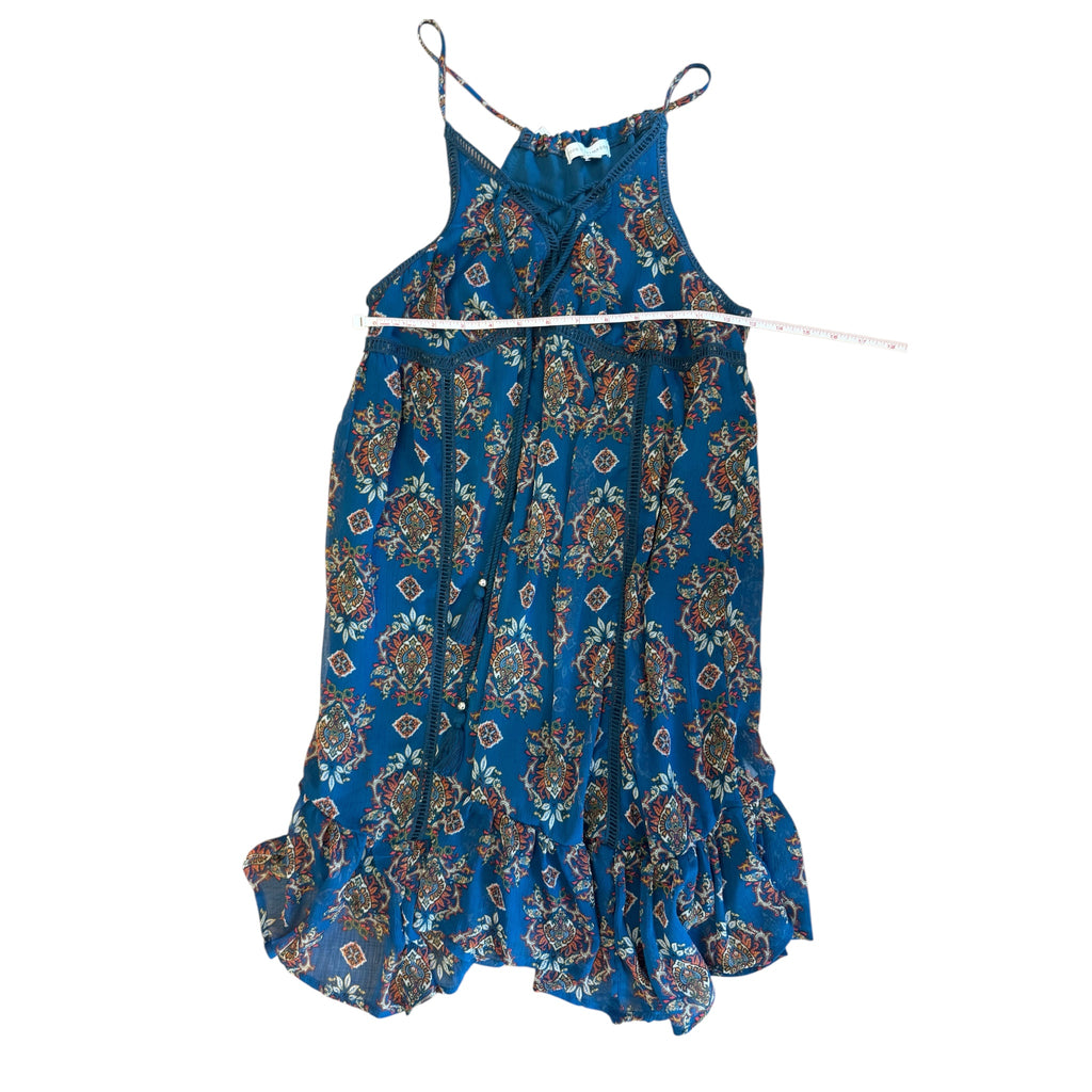 Coco + Jaimeson Dark Aqua Paisley Mini Dress Size XS - RF