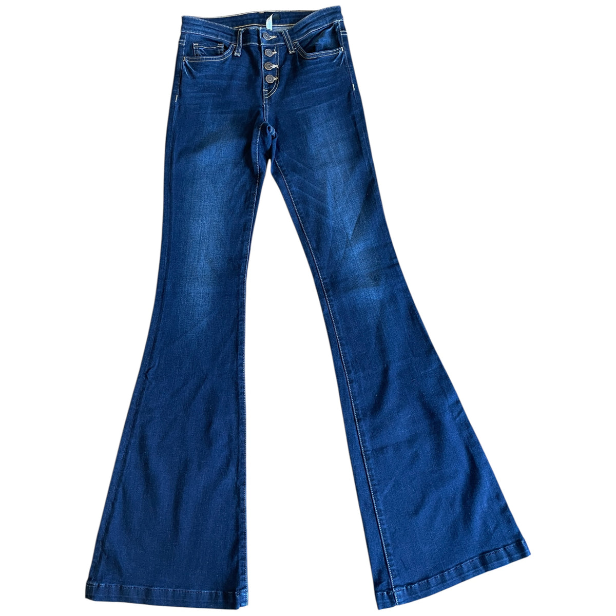 Flying Monkey Dark Wash Mid-Rise Button Fly Flare Jeans Y2449L Size 25 - RF