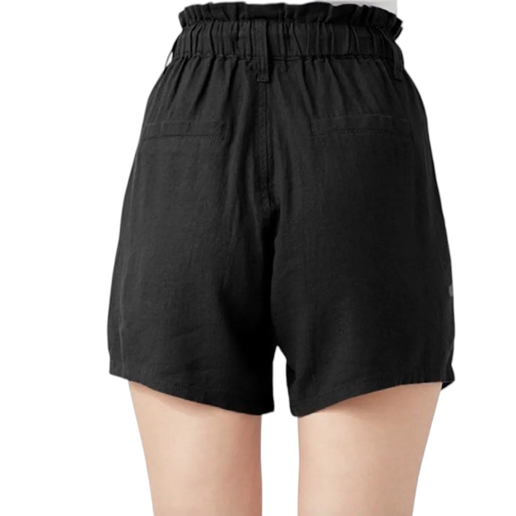 Risen RDNS8001 Black Linen Pull On Short