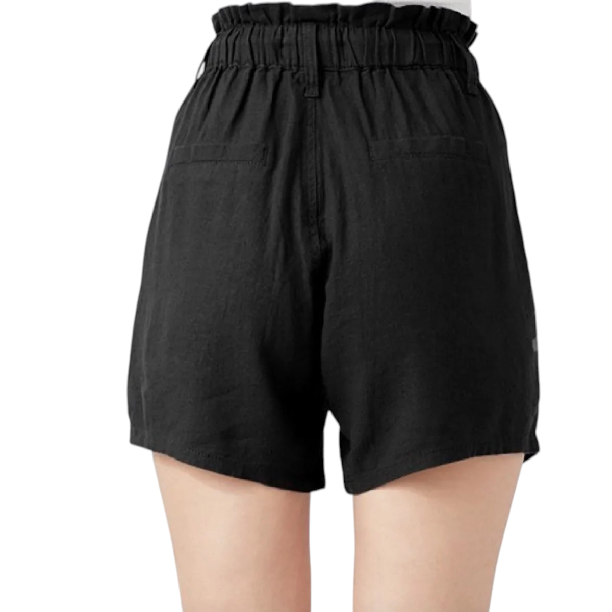 Risen RDNS8001 Black Linen Pull On Short