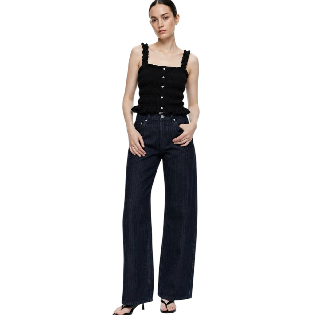 oneso OSOX024 Dark Blue Mid Rise Barrel Jean