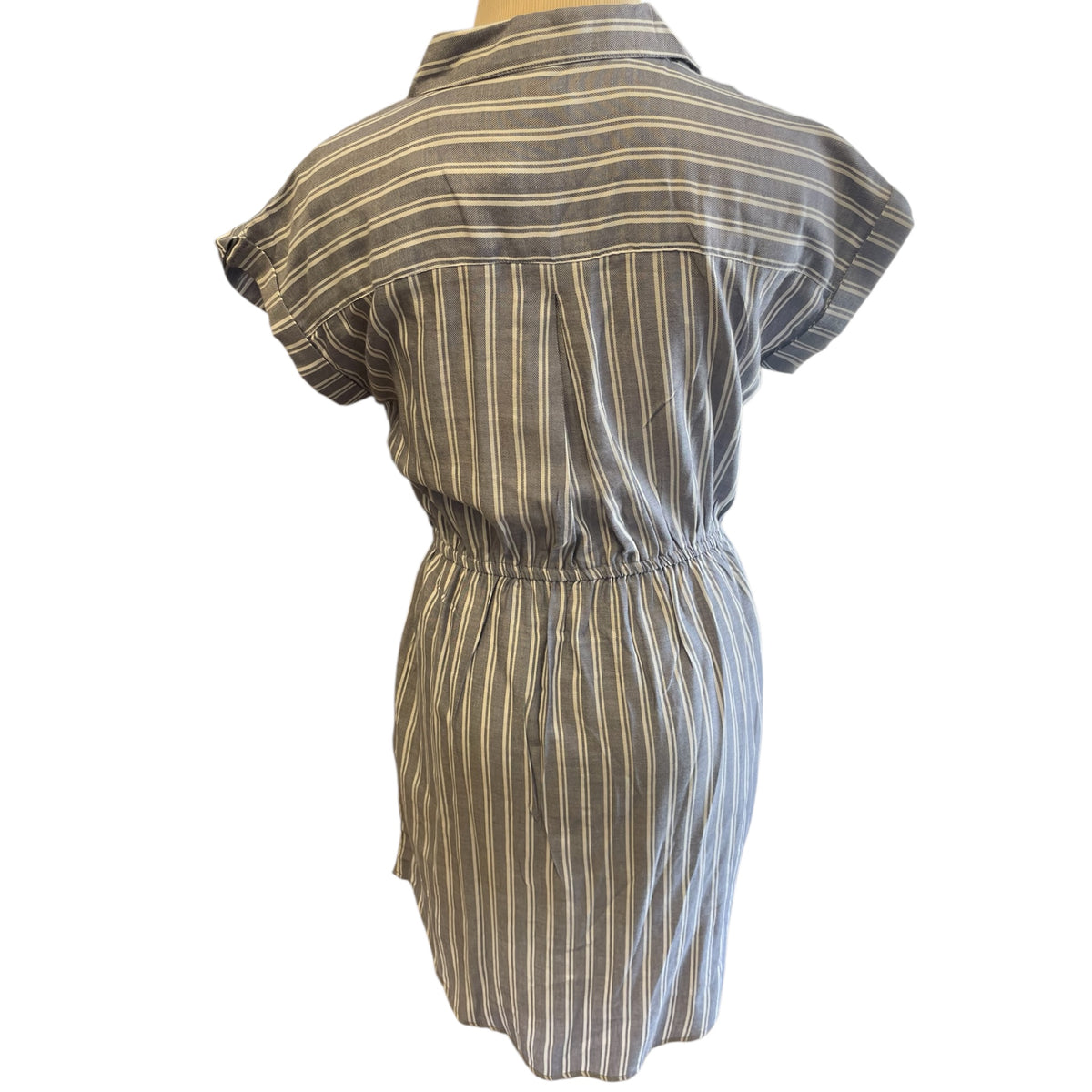 Japna Dusty Blue & White Striped Button Front Mini Dress Size M - RF