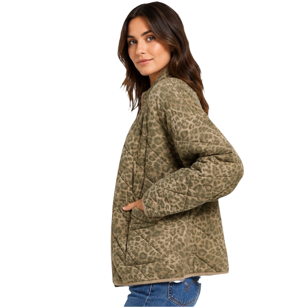 Z Supply Dusty Olive Maya Leopard Jacket