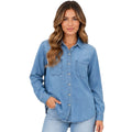 Medium Wash Denim Oversized  Tencel Button Up