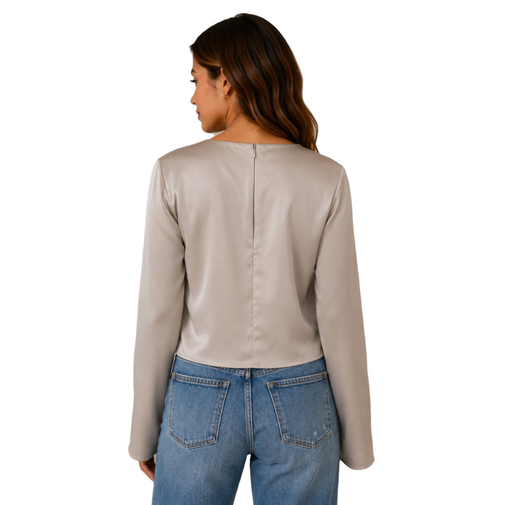 Round Neck Long Sleeve Crop Top