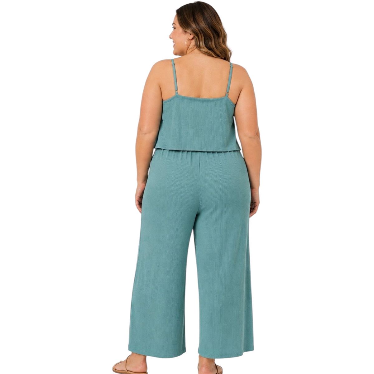 Plus Ribbed Double Layer Jumpsuit