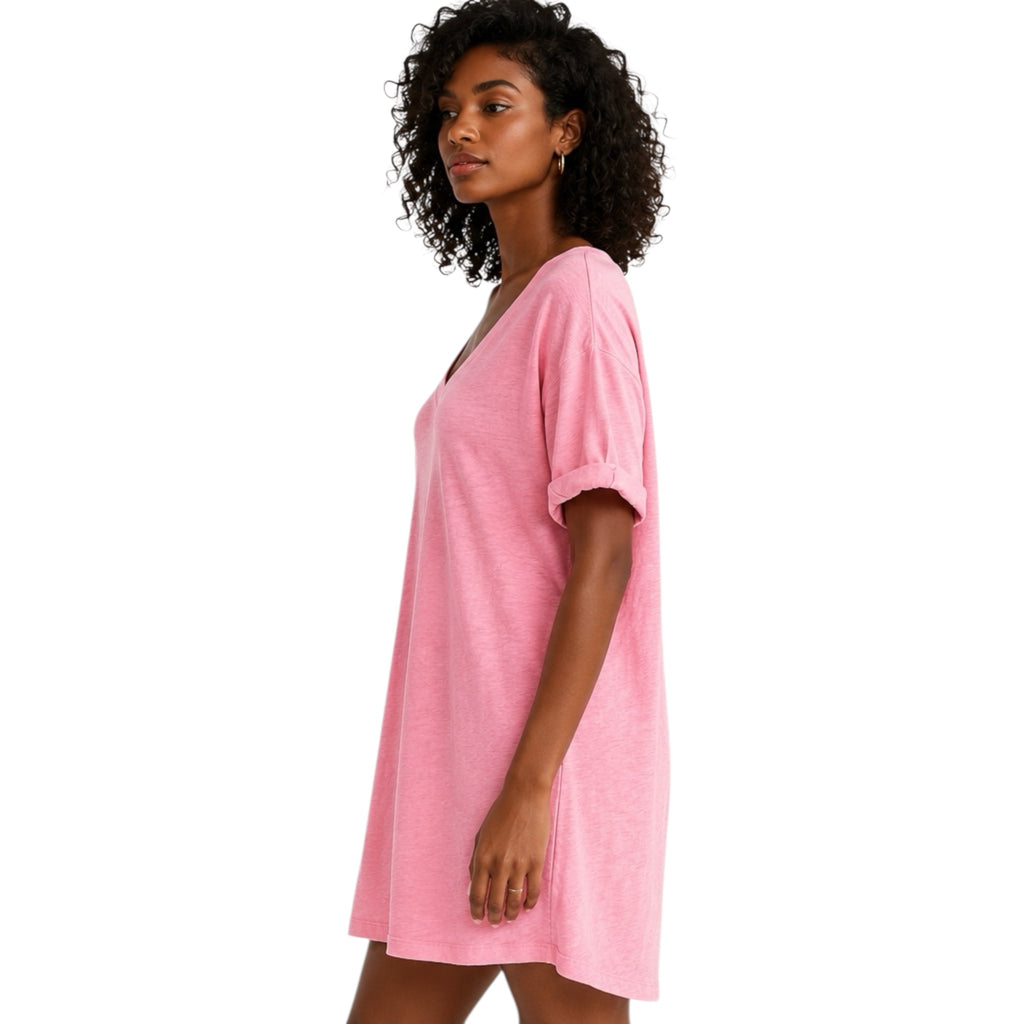 Z Supply V-Neck T-shirt Dress Flamingo
