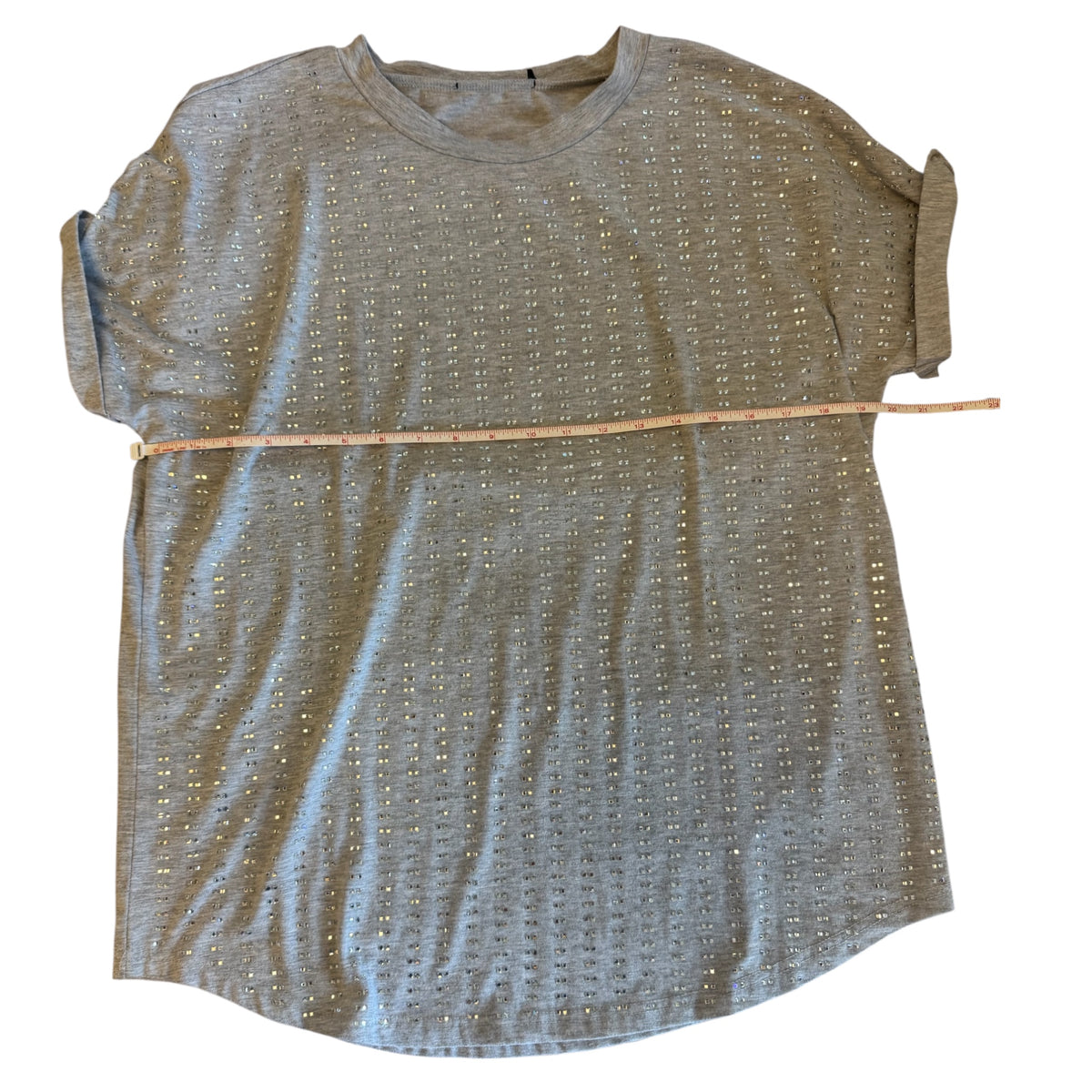 On Twelfth Light Grey Rhinestone Top XL- RF