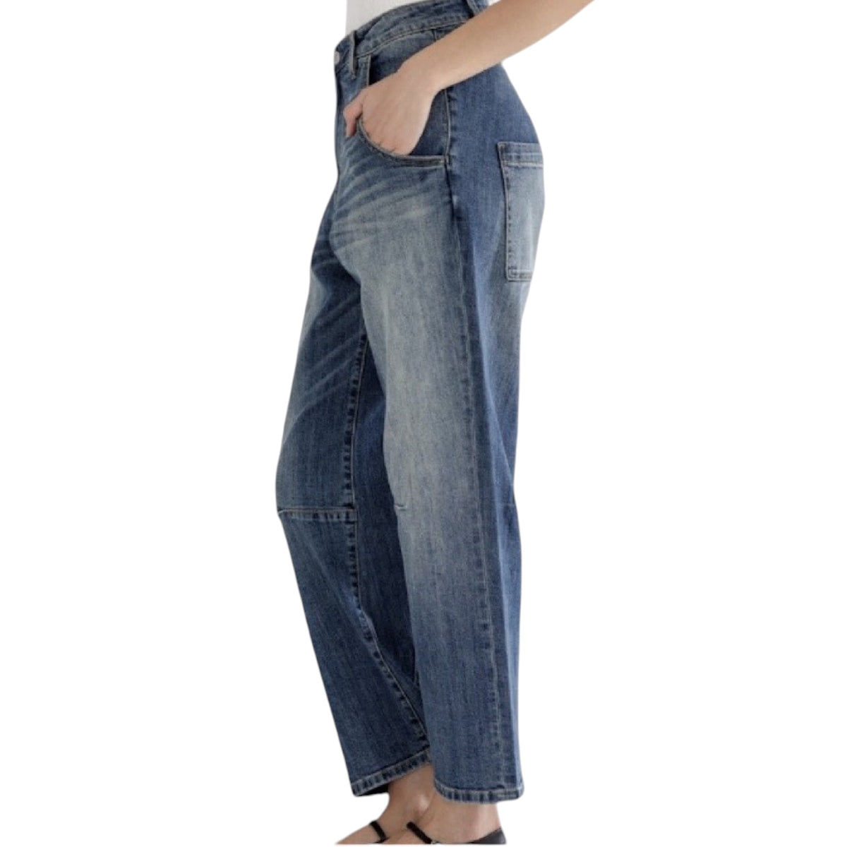 MICA MDP-W3227 S/H Navy Barrel-Leg Jean